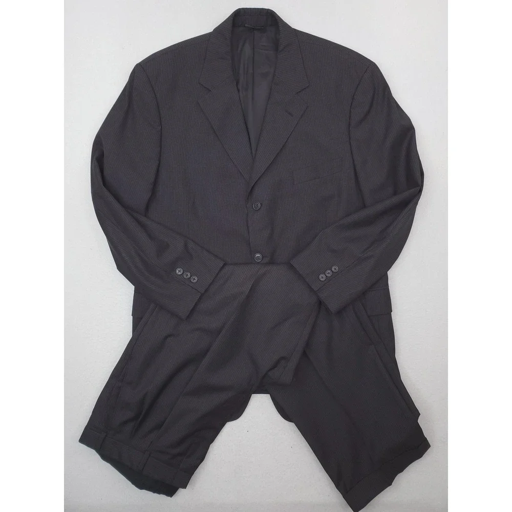 Brooks Brothers Suit Mens 44R 38x30 Gray Pinstripe Wool 2 Piece Classic Fit